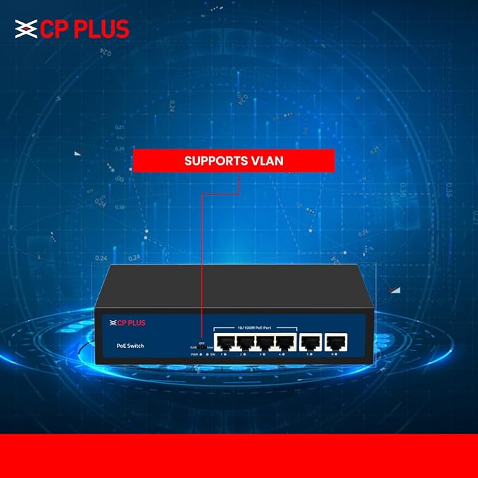 CP Plus 6 Ports Fast Ethernet with 4 PoE Ports (1000 Mbps) &amp;amp; 2 Uplink Ports (100 Mbps) POE Switch | Max. 30W Output of Single PoE Port | LED Light Indicators | Plug &amp;amp; Play - CP-DNW-HPU4H2-48-V2. thumbnail 6