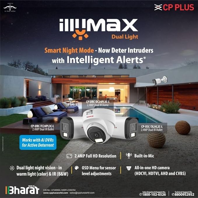 CP Plus HD 2.4MP illumax Dual Light Bullet CCTV (CP-URC-TC24PL3C-L) thumbnail 6