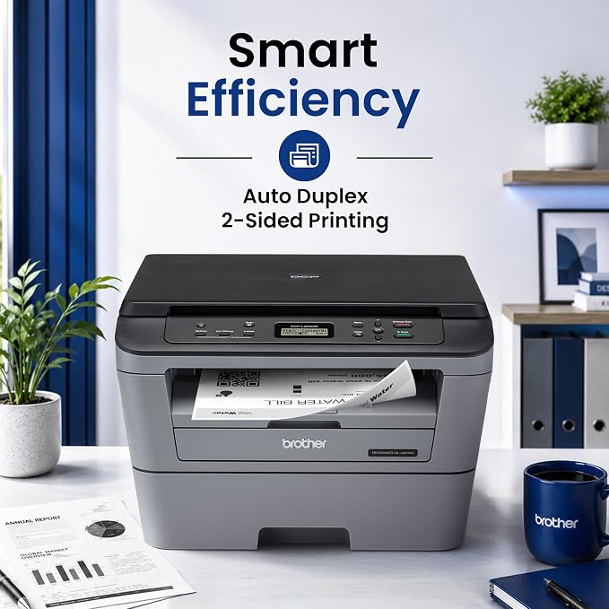 Brother DCP-L2520D Automatic Duplex Laser Printer with 30 Pages Per Minute Print Speed, Multifunction (Print Scan Copy), 2 in 1 (ID) Copy Button, LCD Display, 32 MB Memory, 250 Sheet Paper Tray, USB